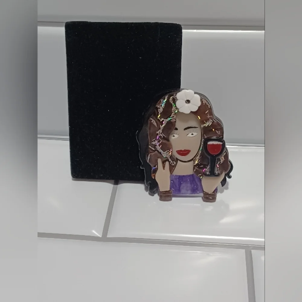 Unique Woman Figurine with Wine Glass